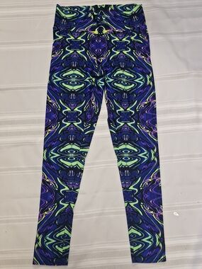 Purple & Green Printed Coquetry Leggings